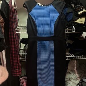 Maggy London Striped Blue and Black Mini Dress